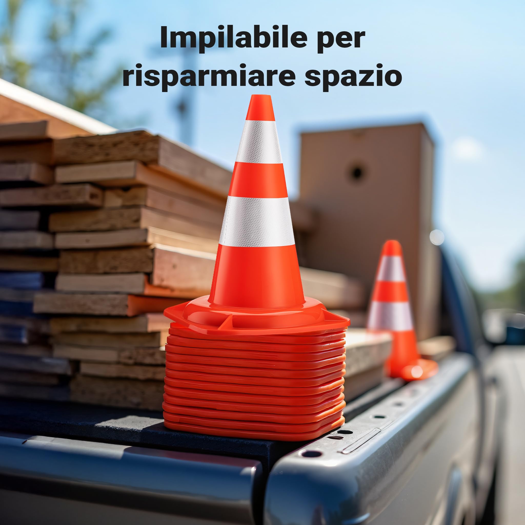 Wiltec Cono Stradale 50 cm PVC Riflettente Cantiere
