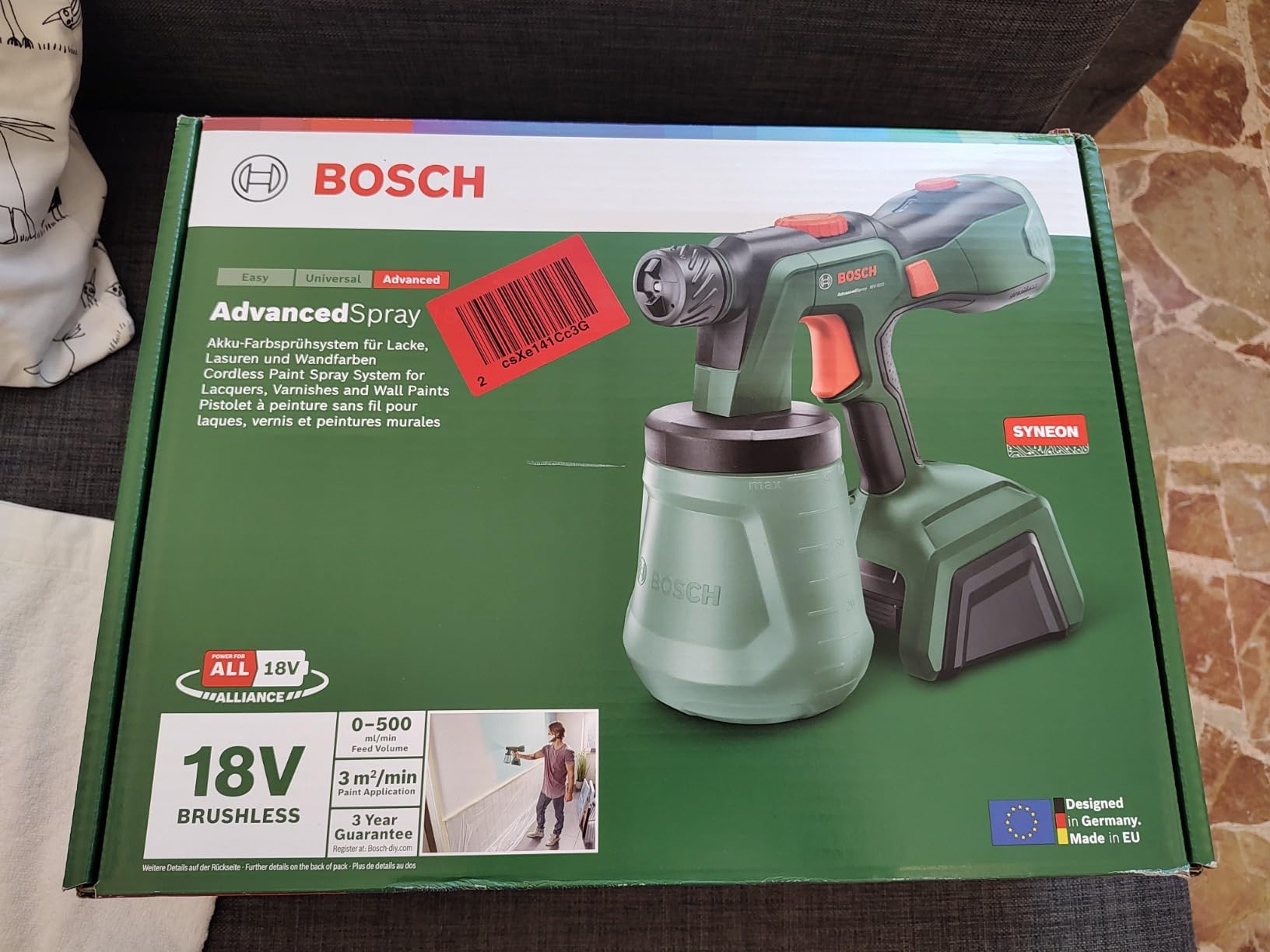 Bosch AdvancedSpray 18V-500 pistola vernice batteria 4Ah