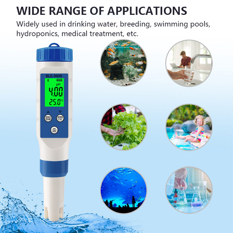 Tilswall Tester Acqua 5 in 1 Misuratore pH Bluetooth Digitale