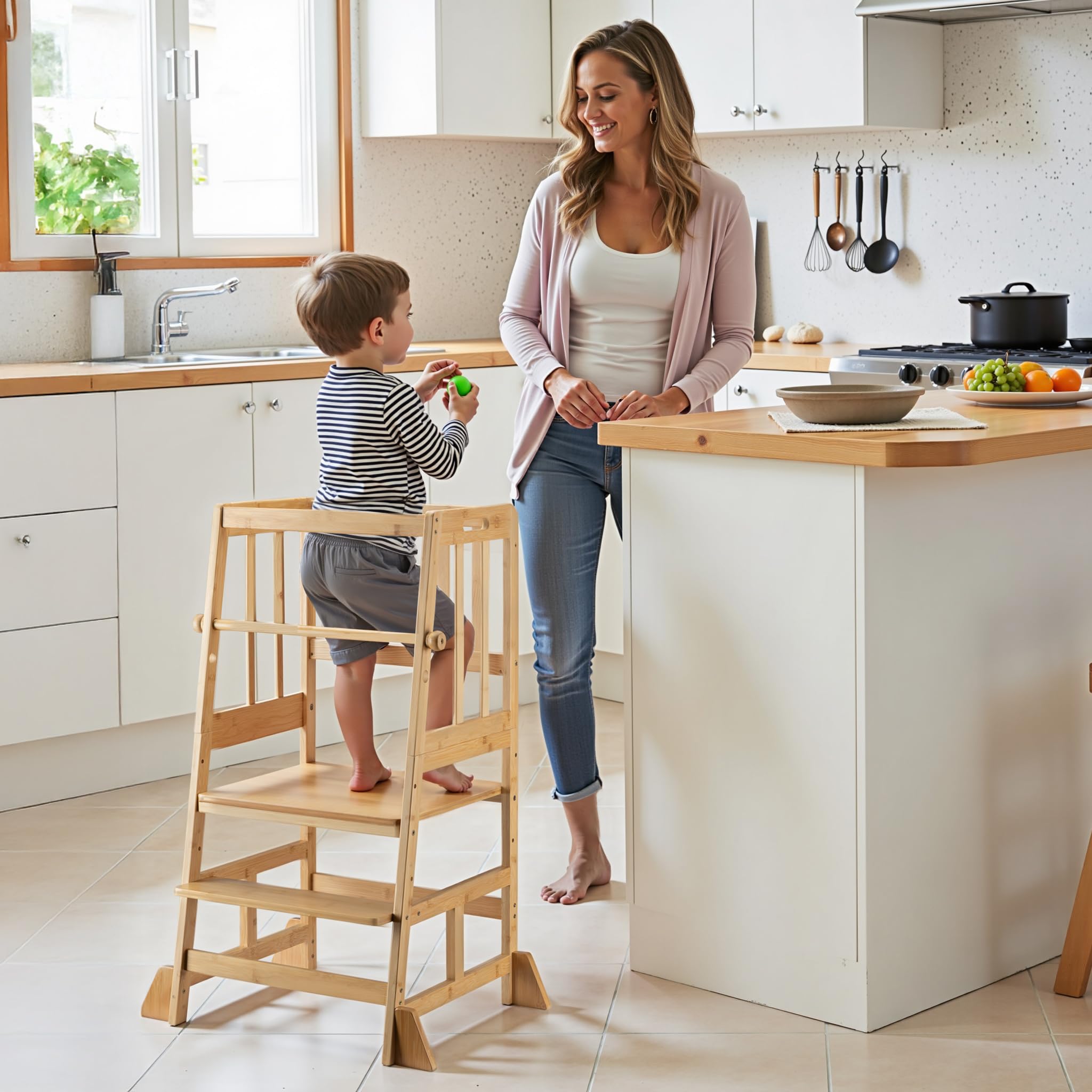Wiltec torre apprendimento bambini bambù 90 cm