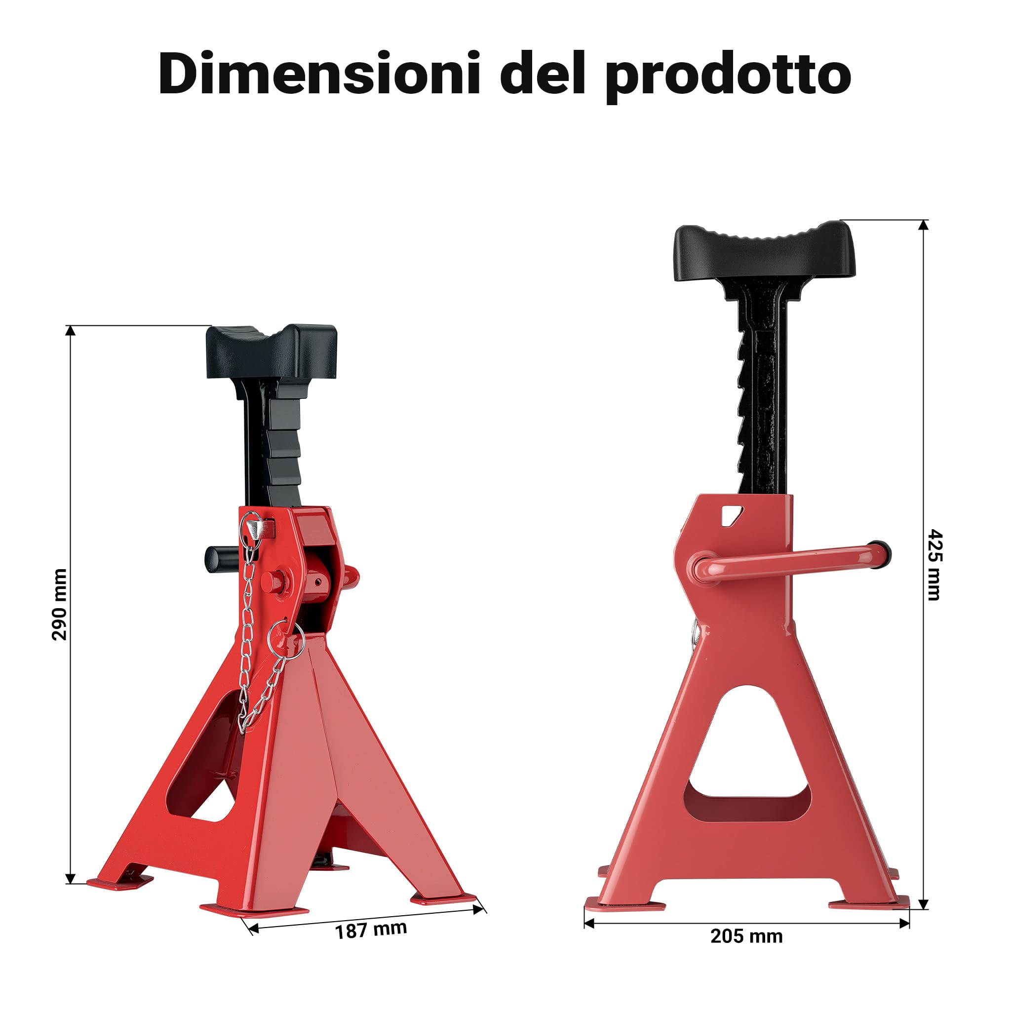 Wiltec Cavalletti Auto 3t Set 2pz 29-42,5cm con Perno