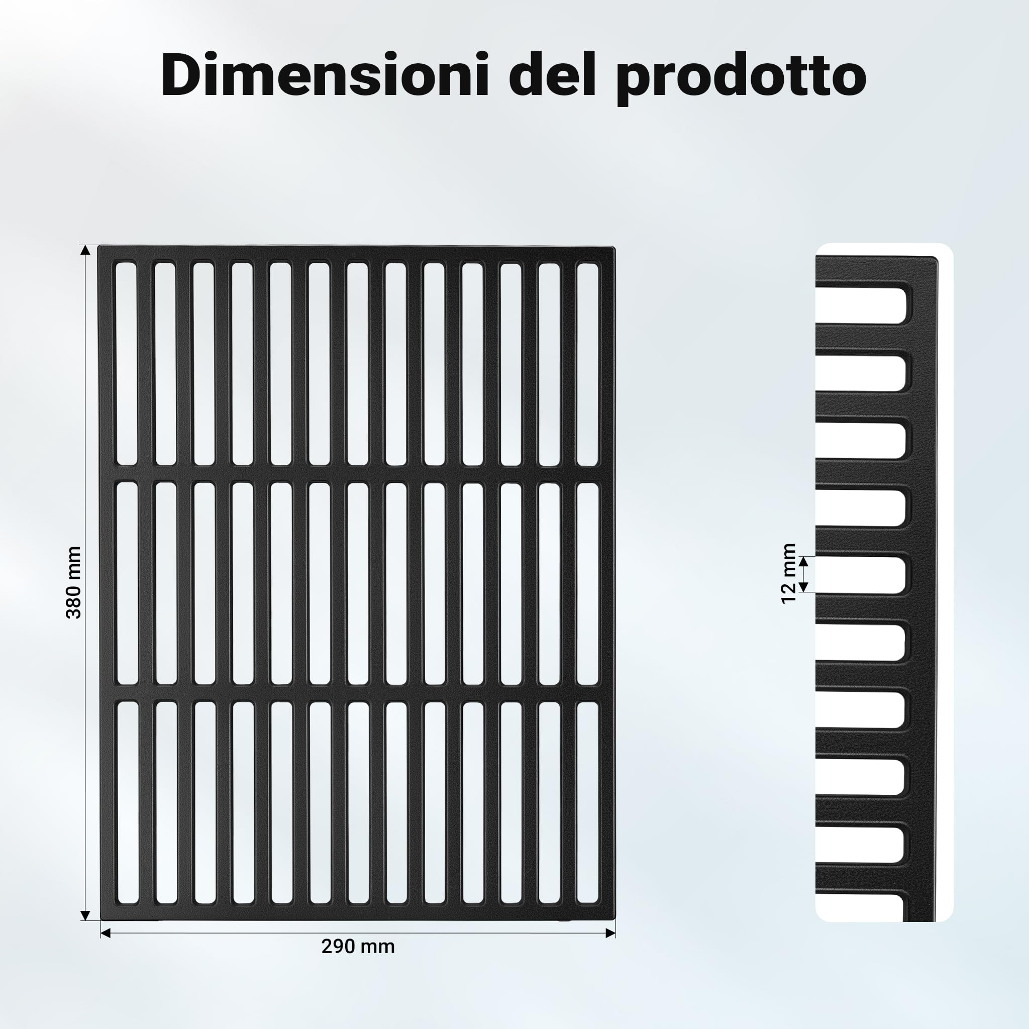 Wiltec griglia ghisa camino barbecue 29x38 cm spessore 9 mm