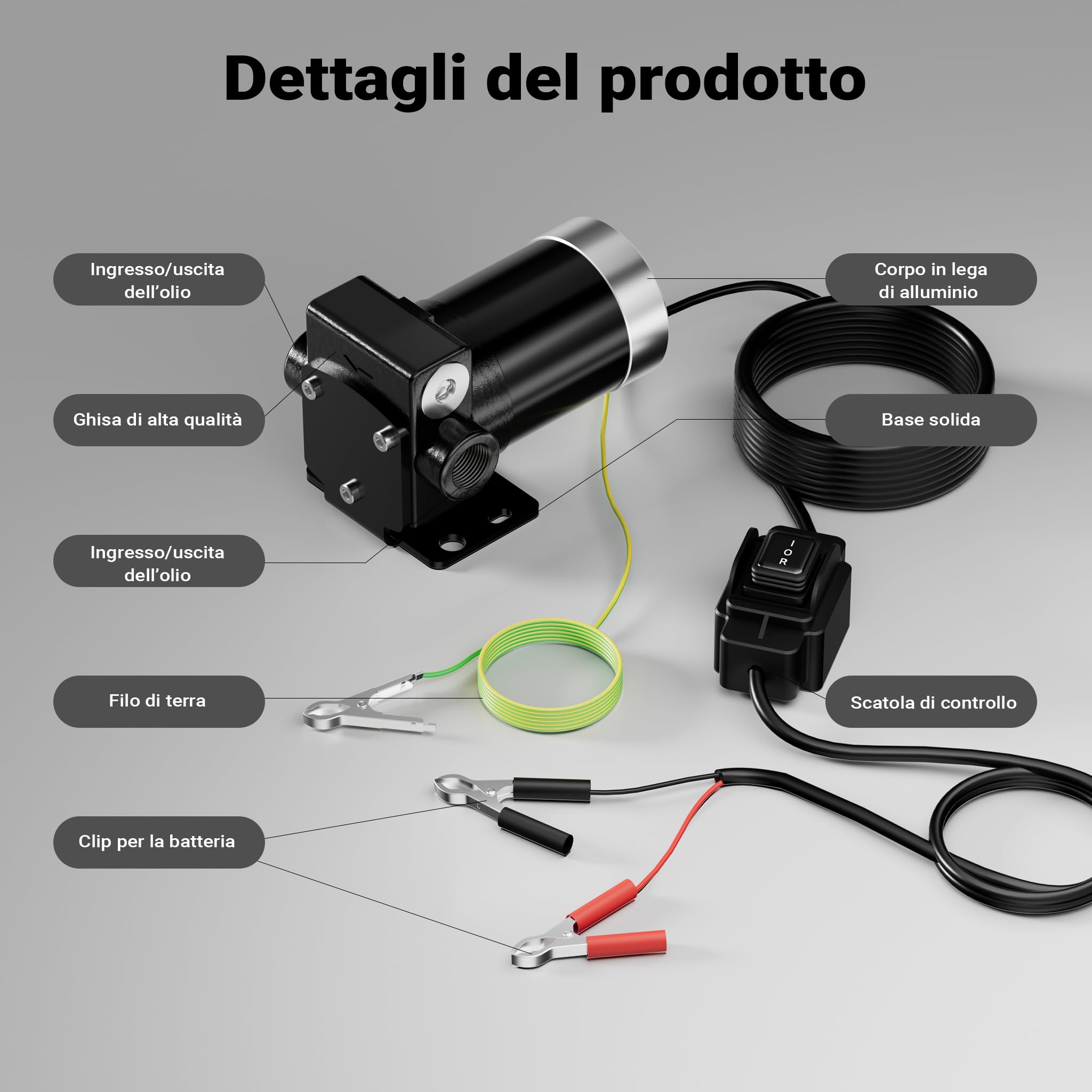 Wiltec Pompa travaso carburante 12 V 14 l/min