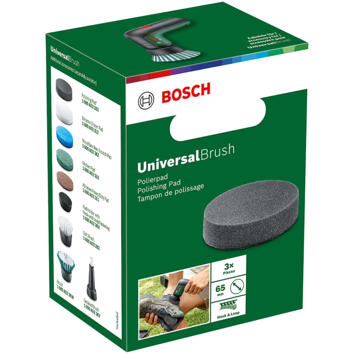Bosch UniversalBrush Tampone Lucidatura 65 mm 3 Pezzi