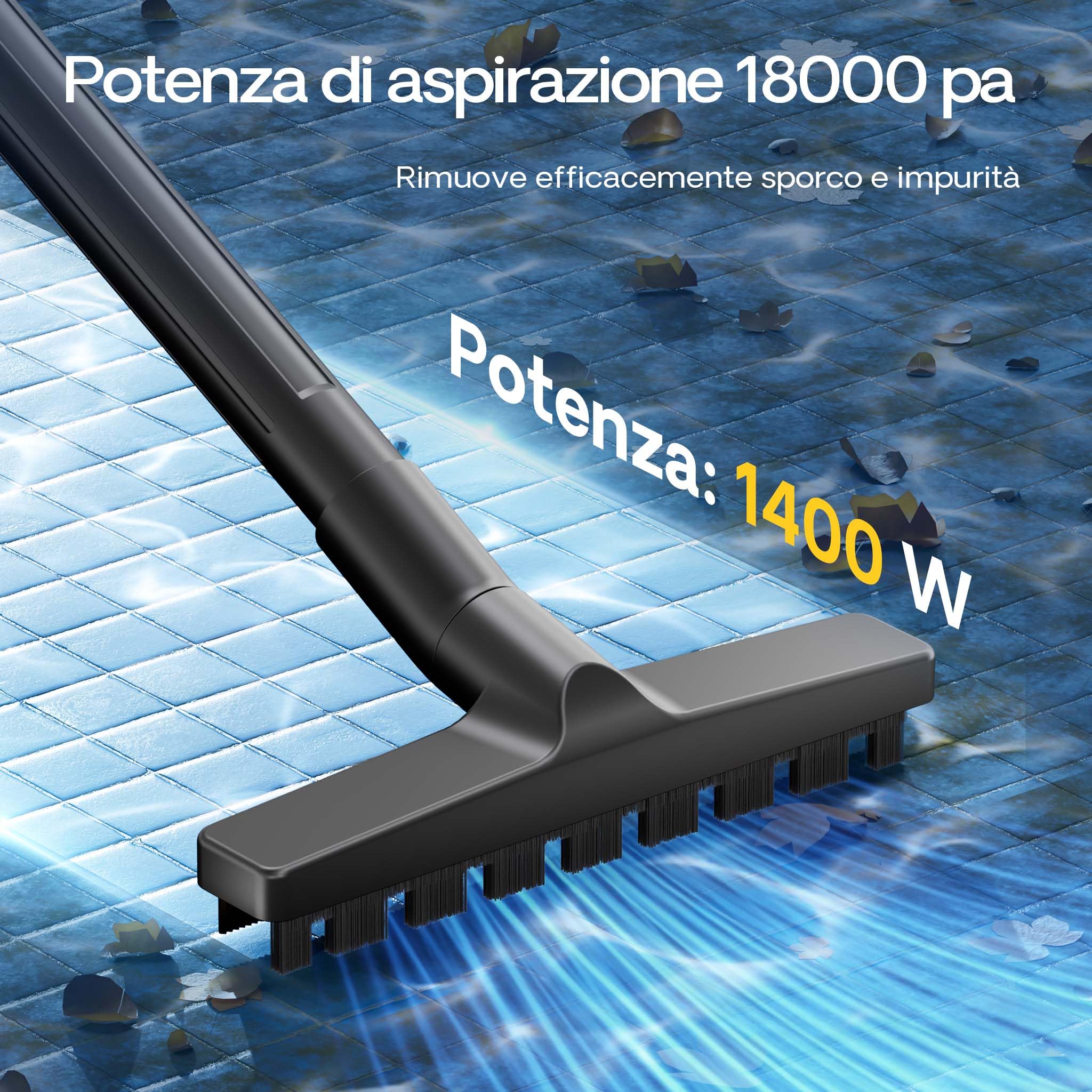 Wiltec Aspirafango Laghetti Piscine 1400W Secco Umido