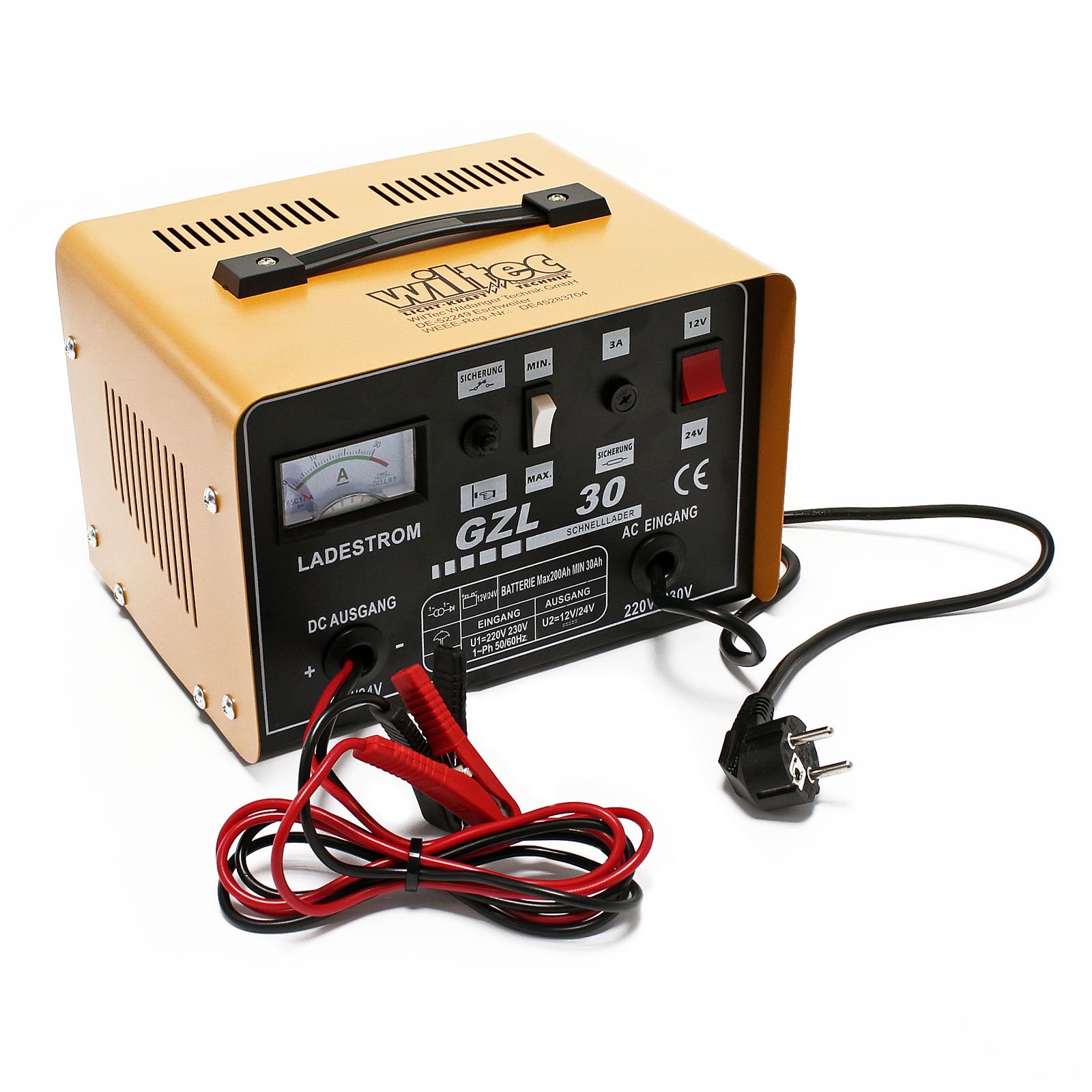Wiltec WBL-GZL30 Caricabatterie 12V-24V 200Ah