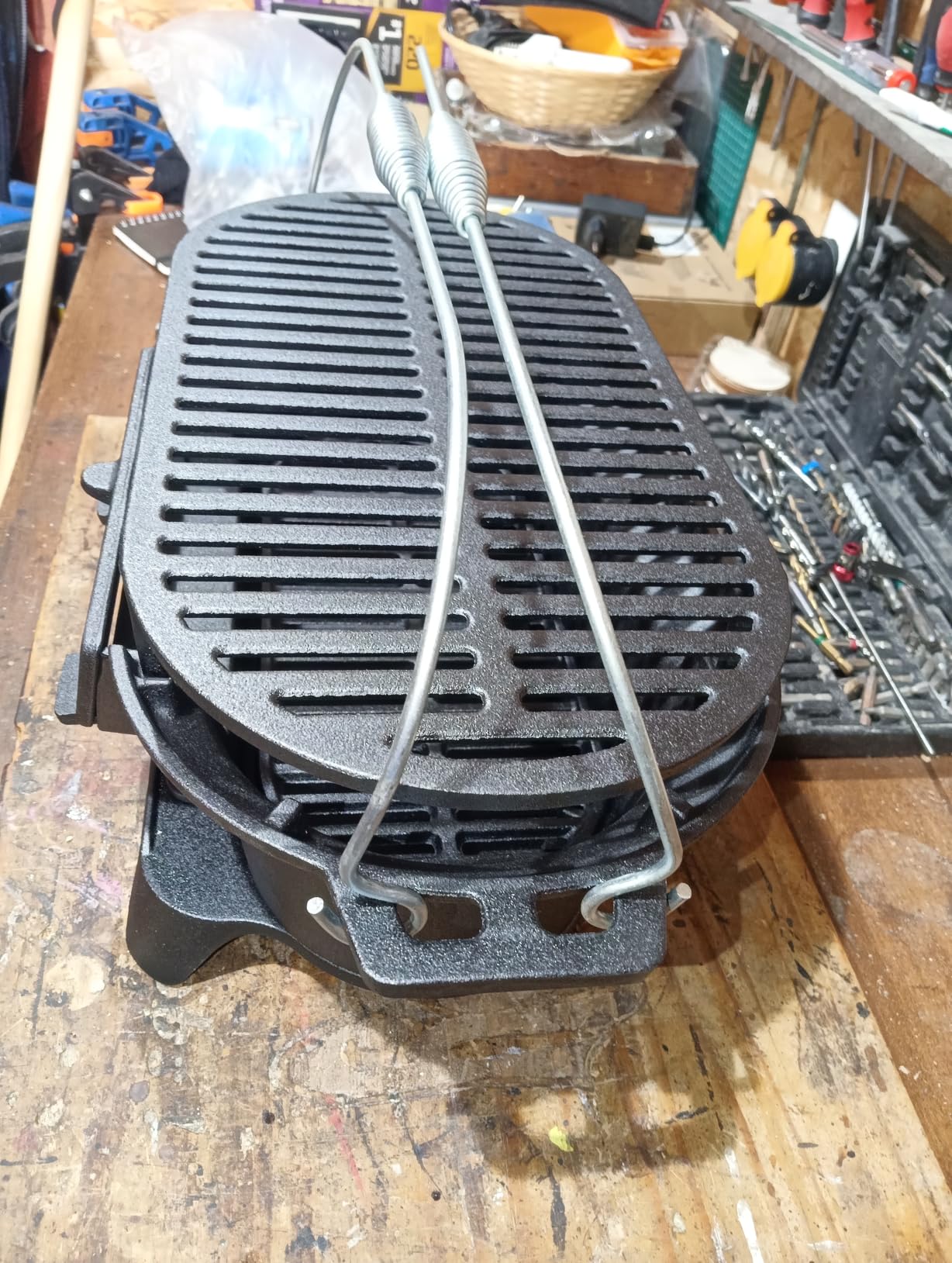 Wiltec Pentola Barbecue Ghisa 50x27x21 cm con Griglia