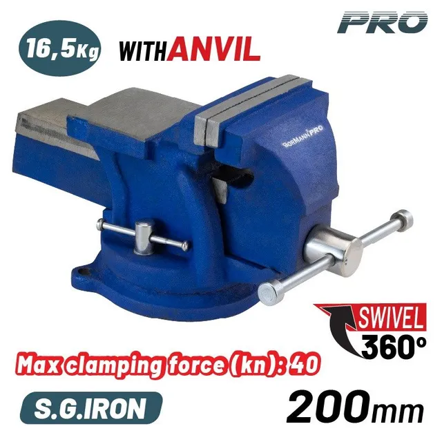 Bormann Pro Morsa banco girevole 8" 16,5kg ghisa