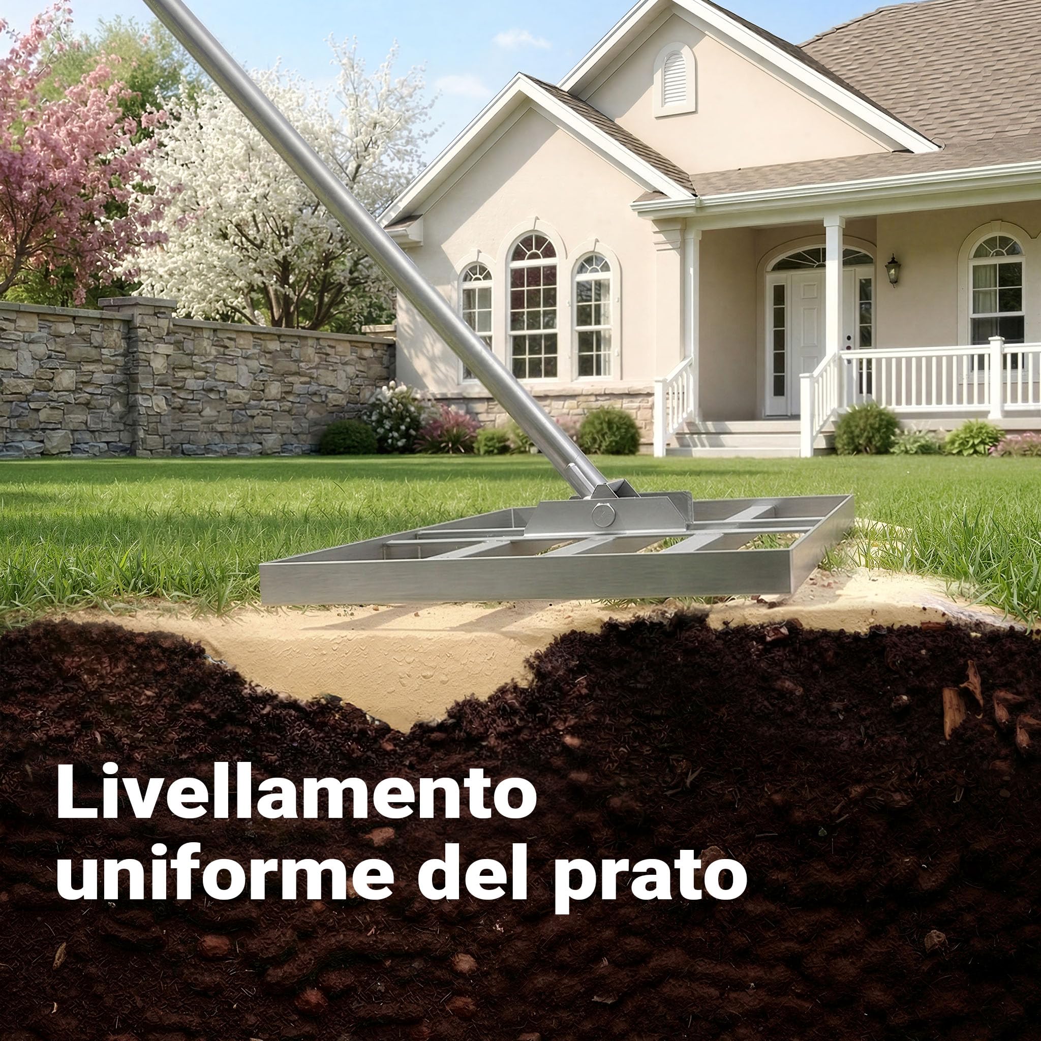 Wiltec Rastrello Livellante M 25x75 cm in Acciaio Inox
