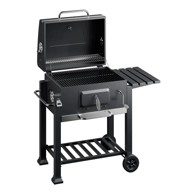 Wiltec Barbecue a Carbone Carrellato con Coperchio Termometro