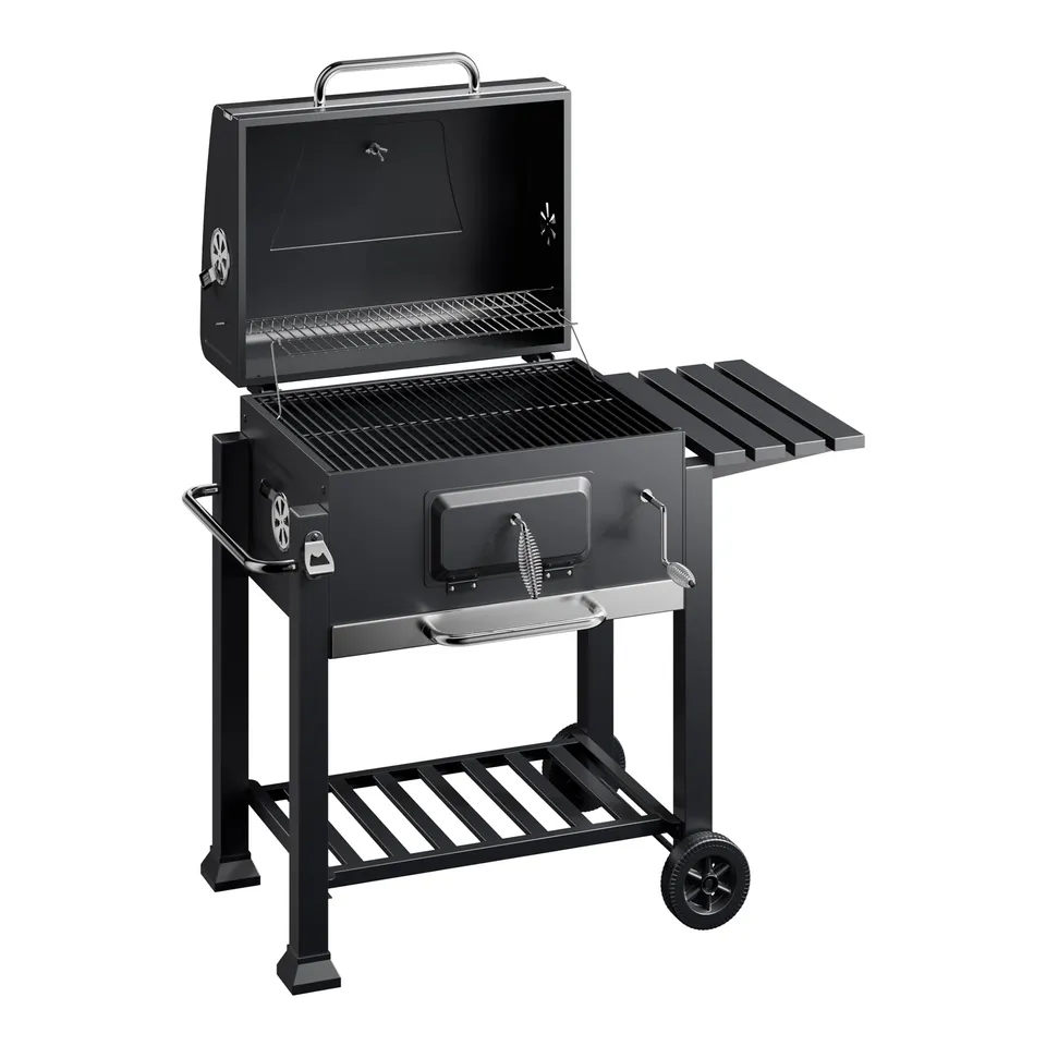 Wiltec Barbecue a Carbone Carrellato con Coperchio Termometro