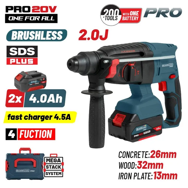 Bormann Pro BBP5416X44CA martello perforatore 20V 2x4Ah