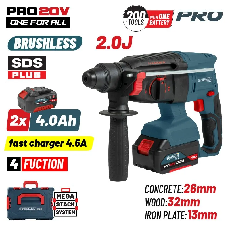 Bormann Pro BBP5416X44CA martello perforatore 20V 2x4Ah
