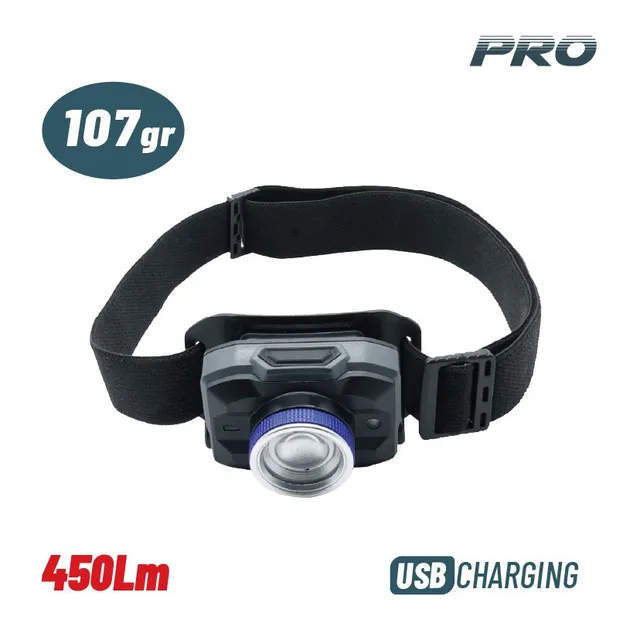 Bormann Torcia Frontale Ricaricabile 450Lm Impermeabile