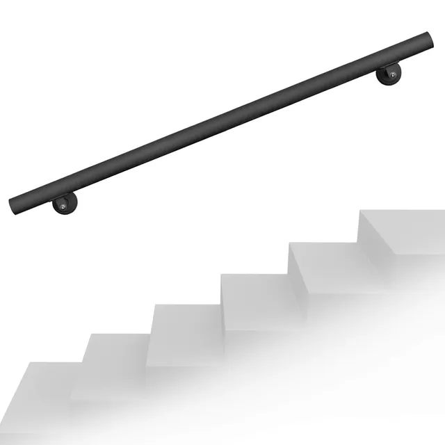 Wiltec Corrimano Scale 190 cm Acciaio Inox Nero