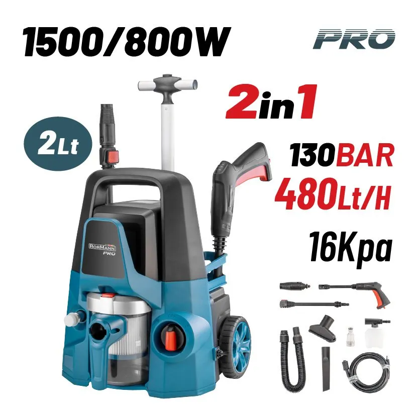 Bormann idropulitrice 1600W 130bar + aspirapolvere 800W