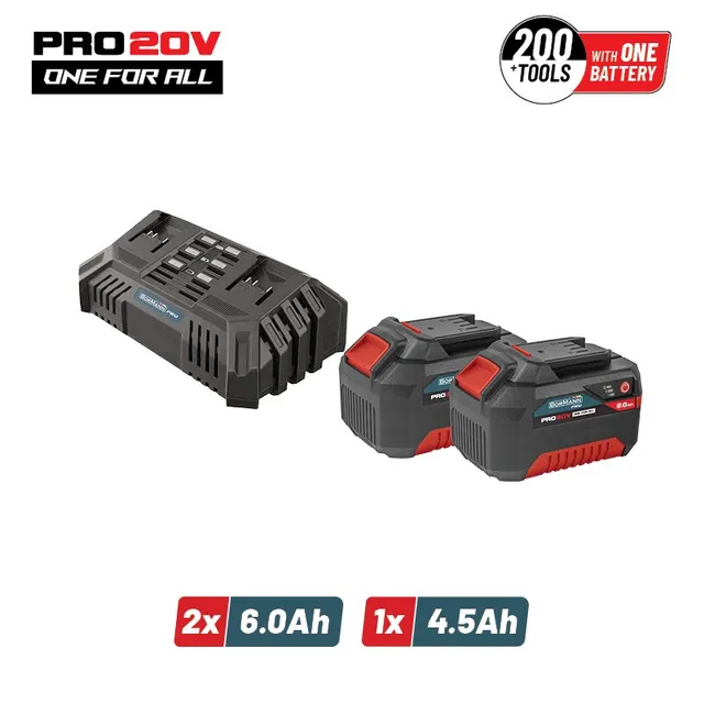 Bormann Pro BBP9966 Kit 2 Batterie 6,0Ah 20V + Caricabatterie