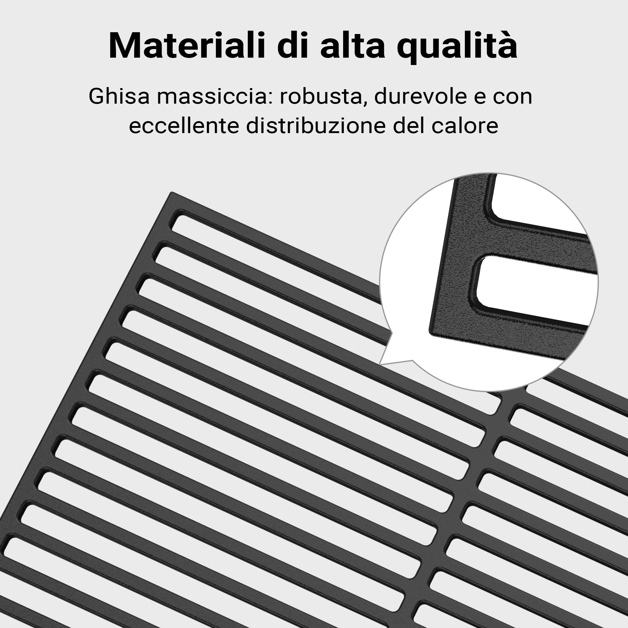 Wiltec griglia barbecue ghisa rettangolare 54x34 cm carbone gas