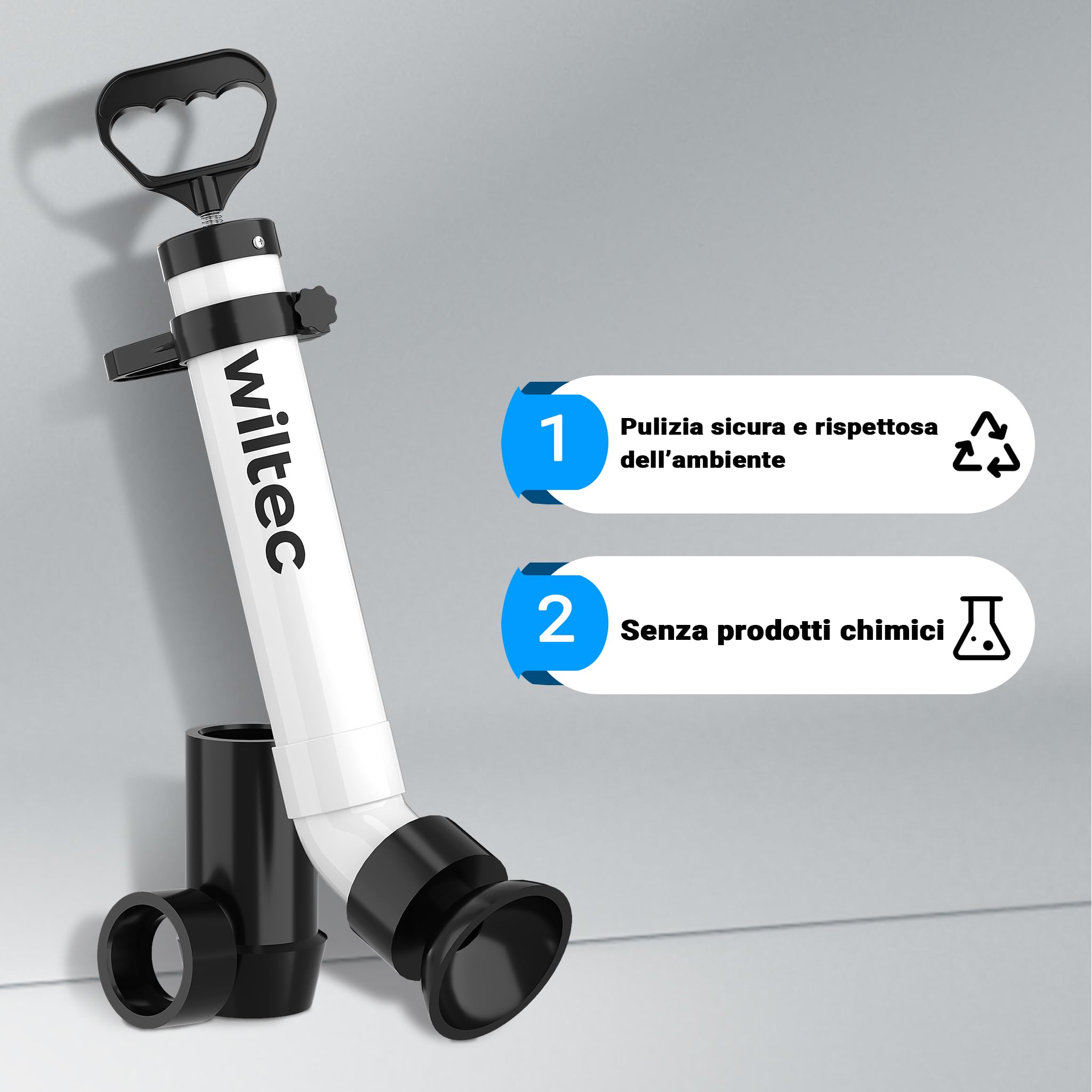 Wiltec pompa sturatubi alta pressione 3 adattatori PVC