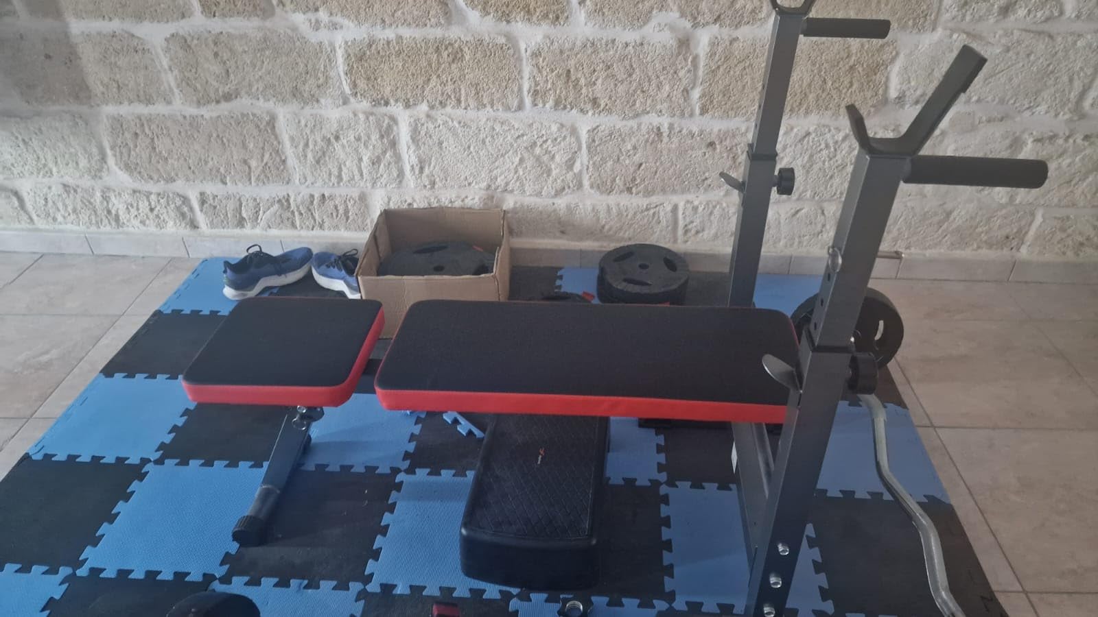 Wiltec Panca pesi 2in1 pieghevole 230 kg con bilanciere