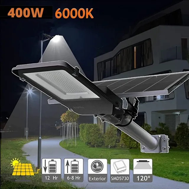 Lampione Solare Esterno 400W LED 6500K con Pannello