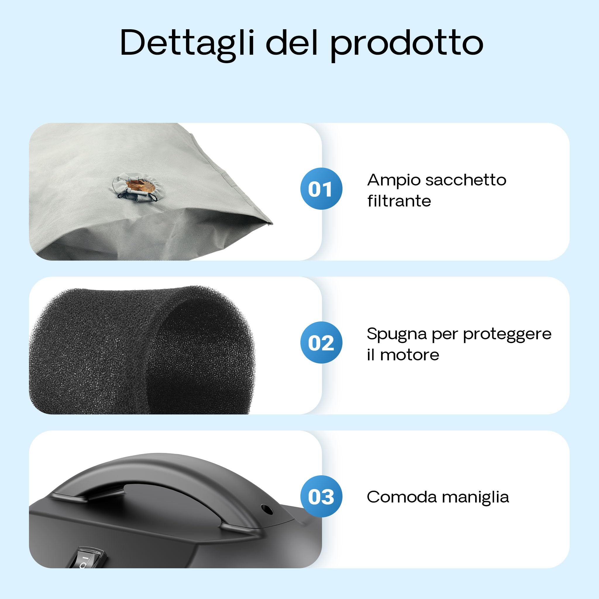 Wiltec Aspirafango Laghetti Piscine 1400W Secco Umido