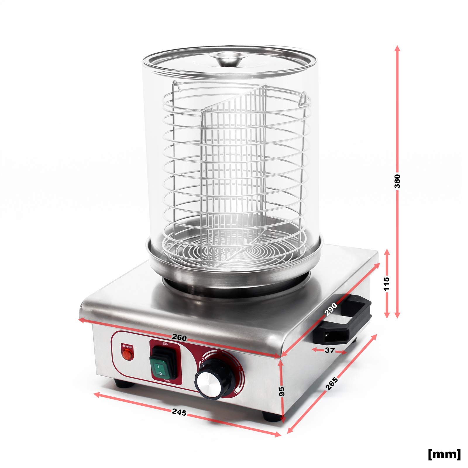 Wiltec Macchina cuoci wurstel vapore 450W hot dog