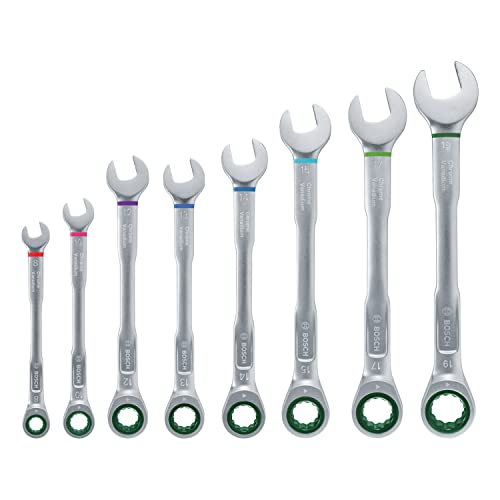 Bosch Set Chiavi Combinate Cricchetto 8 Pezzi Acciaio