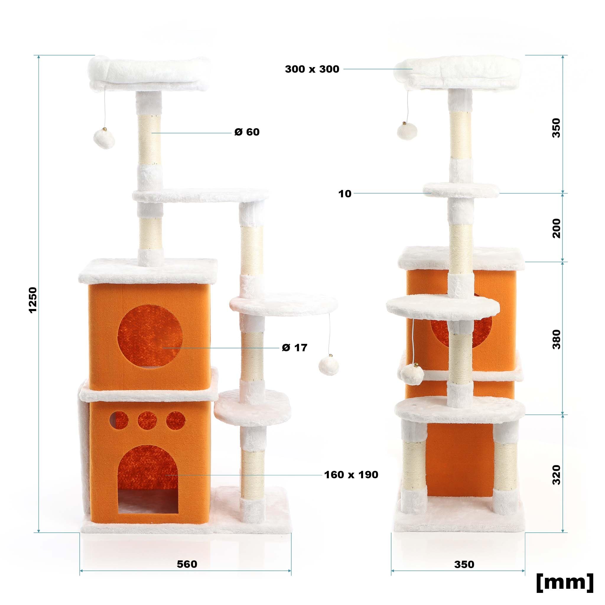 Fudajo Albero tiragraffi gatti 125 cm bianco marrone sisal