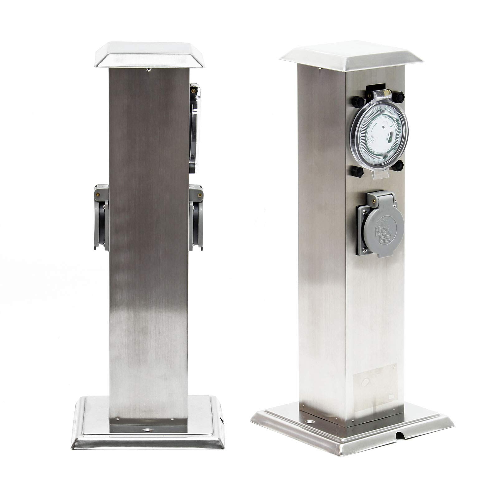 Wiltec Colonna Doppia Nera Multipresa Giardino 2 Prese Timer