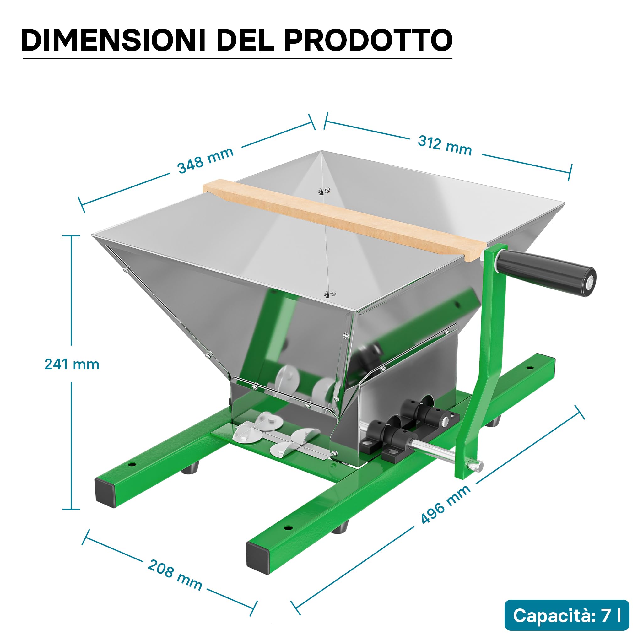 Wiltec mulino macina frutta manuale 7 litri inox