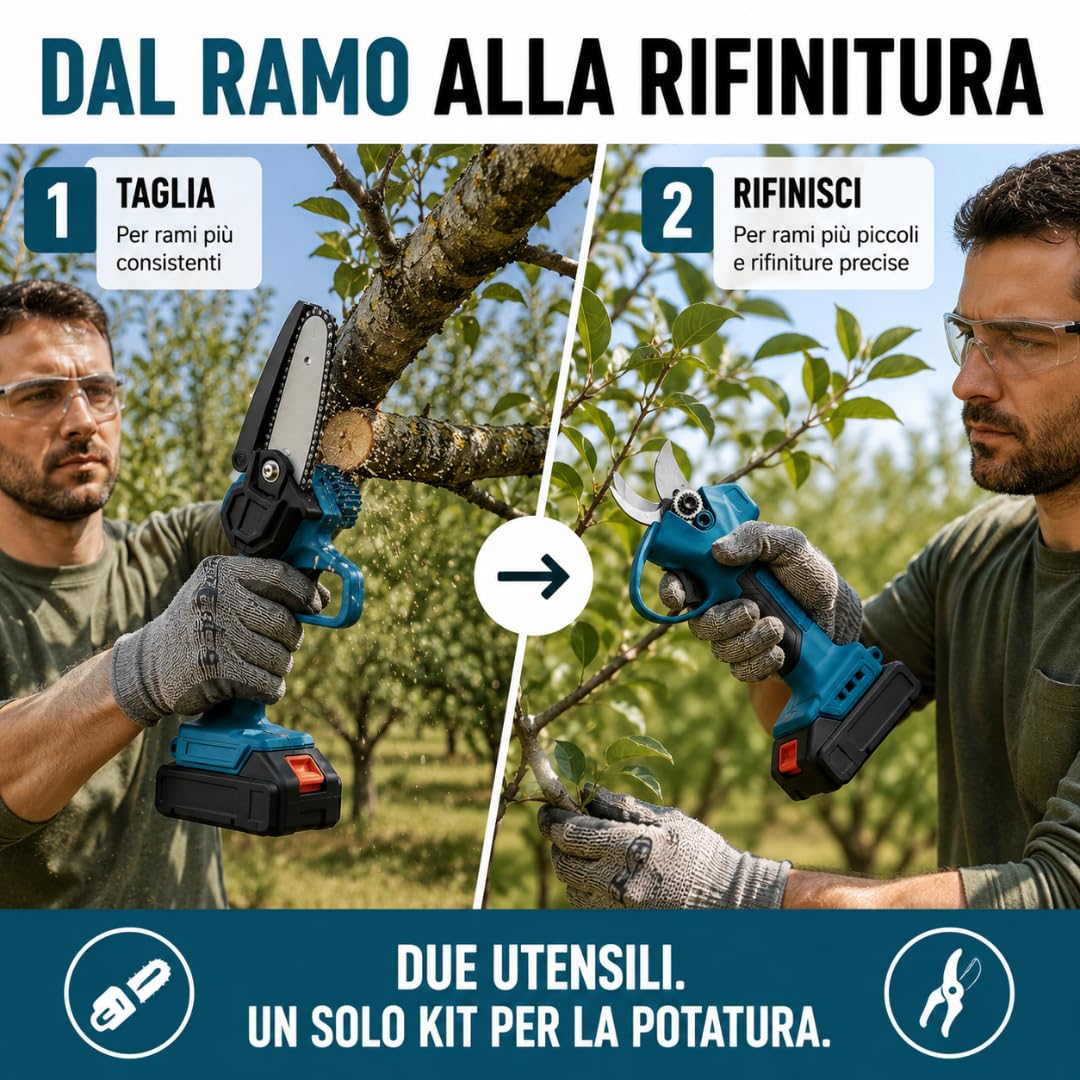 De Rosa Shop kit potatura a batteria 36V forbici + motosega