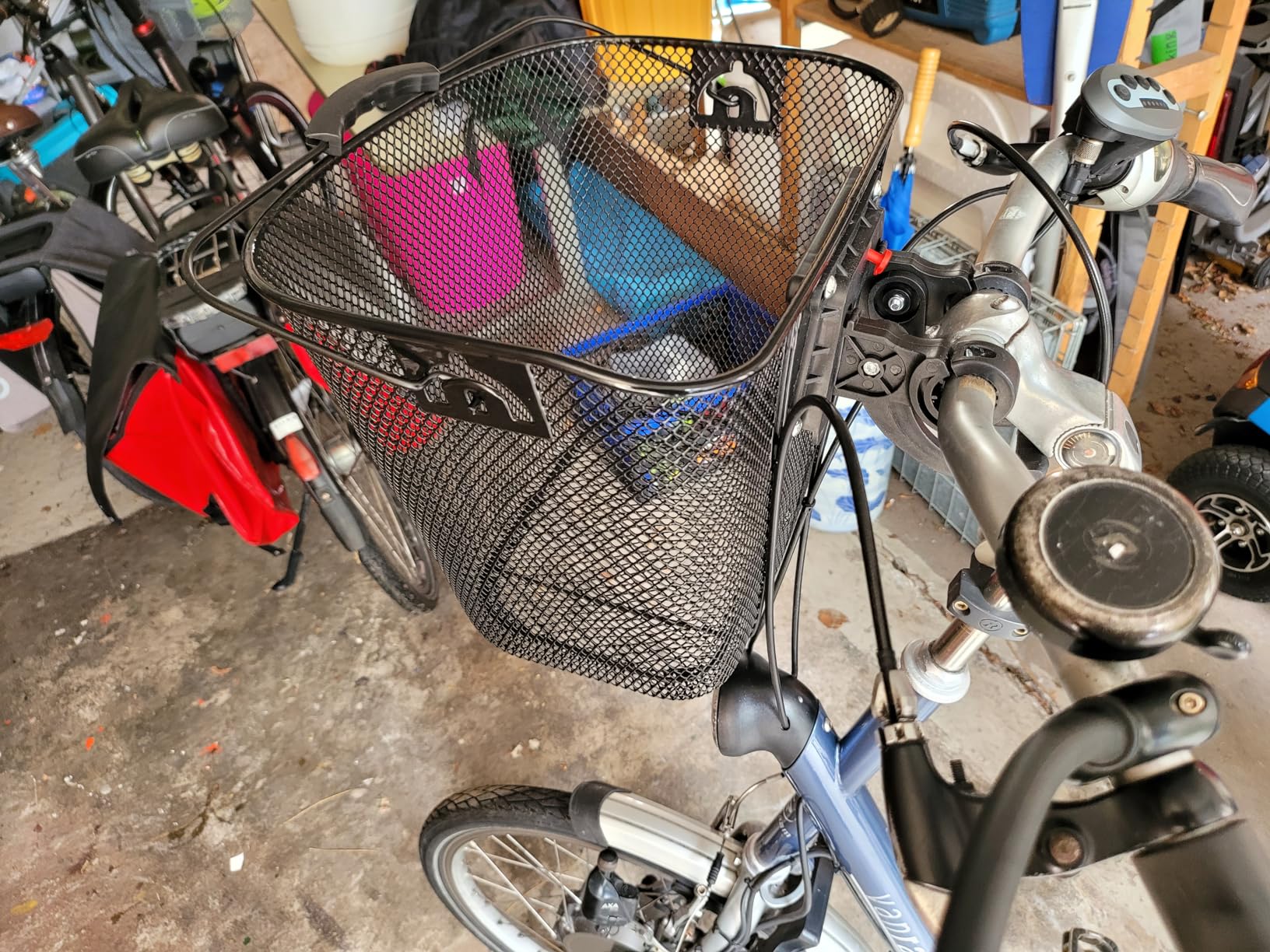 Wiltec cestino bici anteriore in acciaio nero removibile