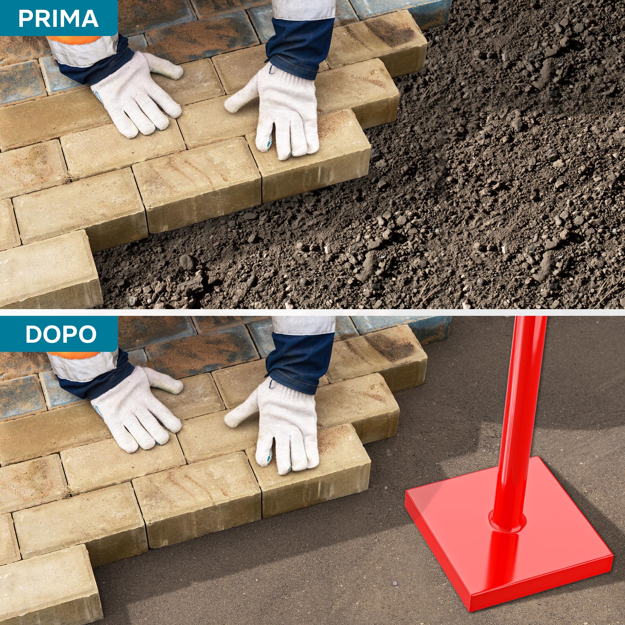 Wiltec Costipatore Manuale 11,5 kg Piastra 20x20 cm Acciaio