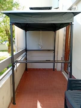 Wiltec Gazebo Barbecue 2,45x1,52 m grigio con 2 ripiani