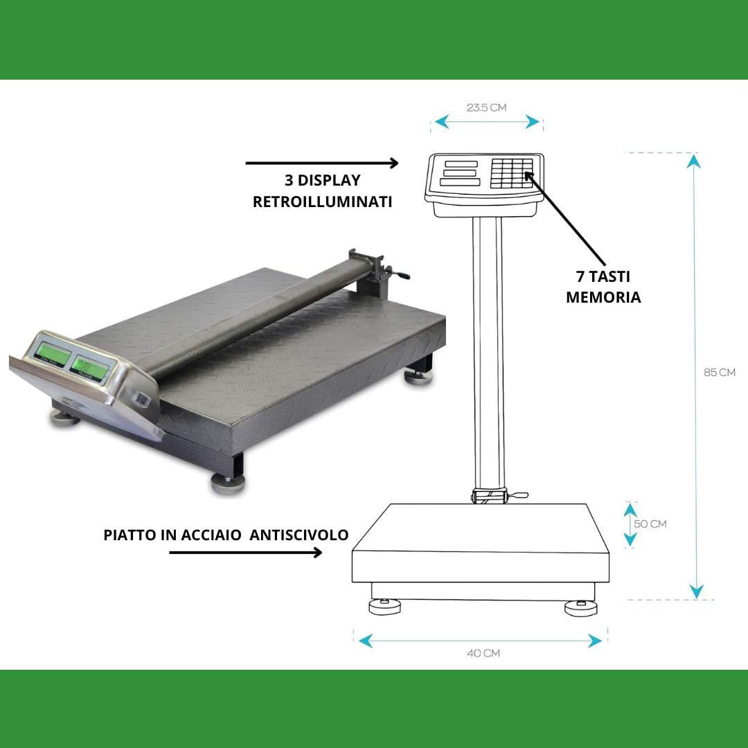 De Rosa Shop bilancia digitale 300 kg display ricaricabile