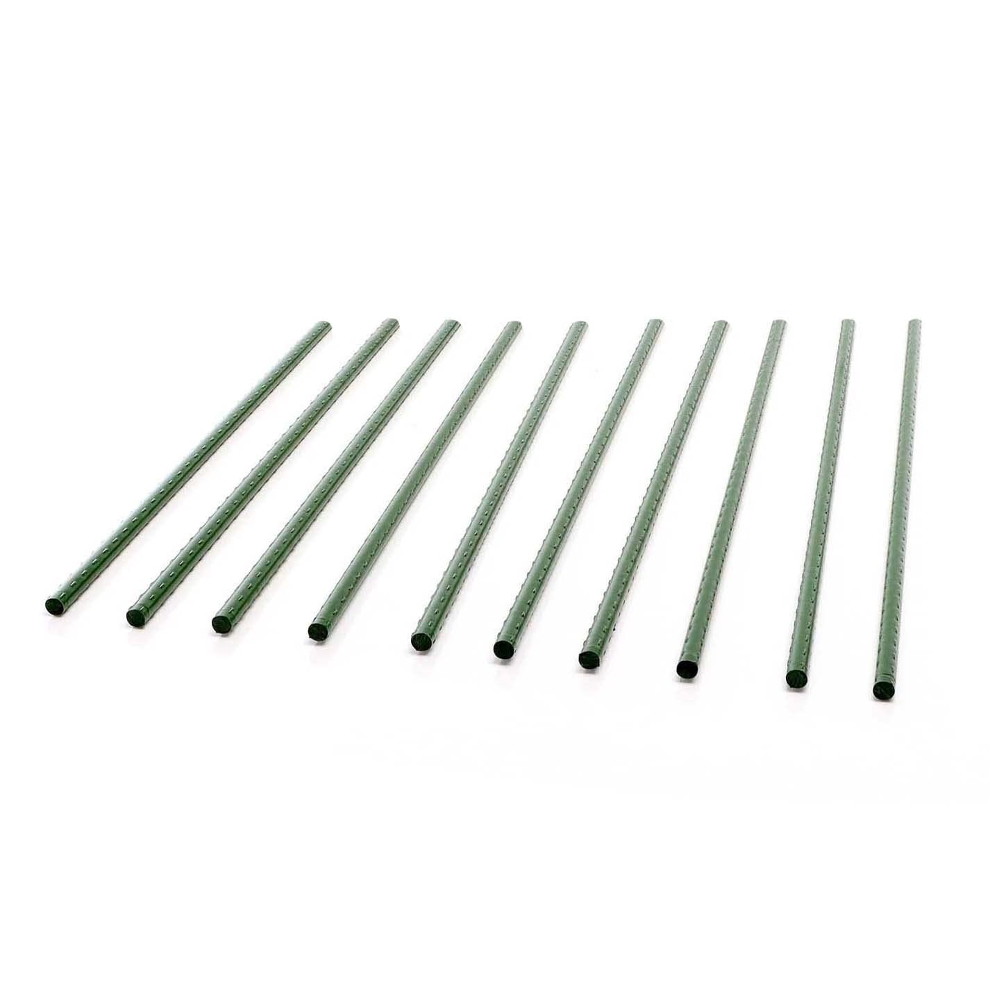 Wiltec Tutori per Piante 60cm Ø8mm Set 10pz Acciaio Verde