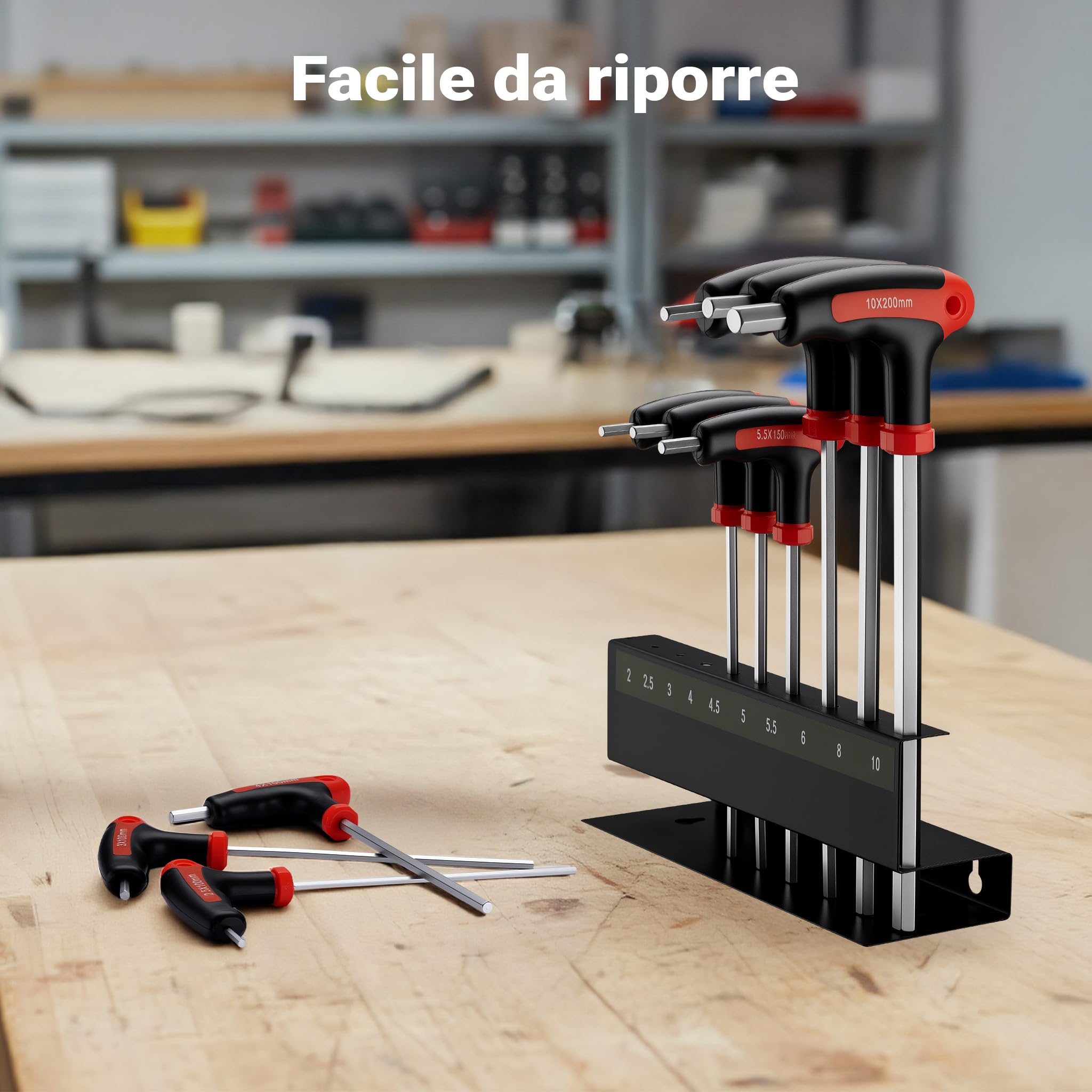 Wiltec Set Chiavi a Brugola a T 11 Pezzi Acciaio Cr-V