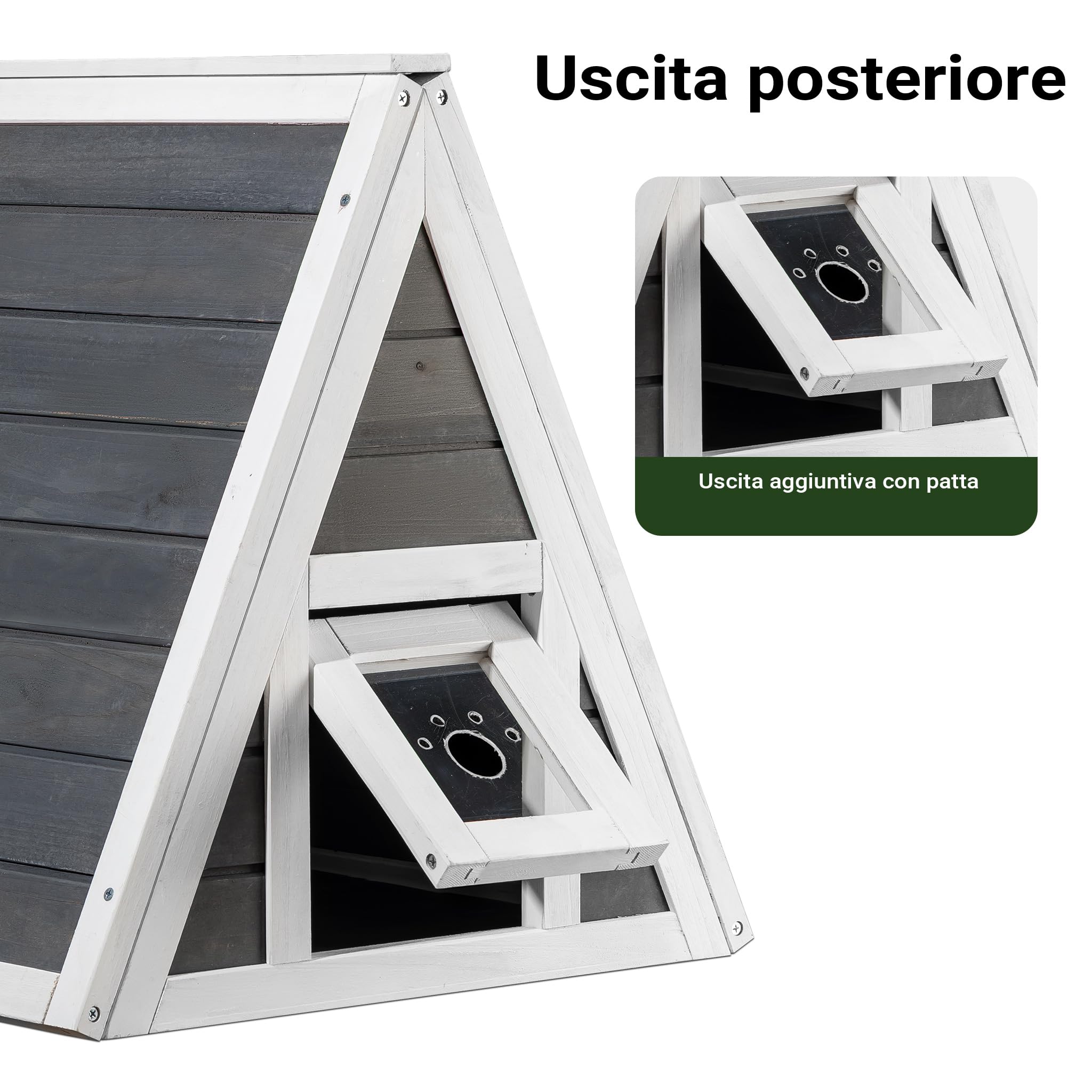 Wiltec cuccia gatto in legno doppio ingresso 50x50x54 cm esterno