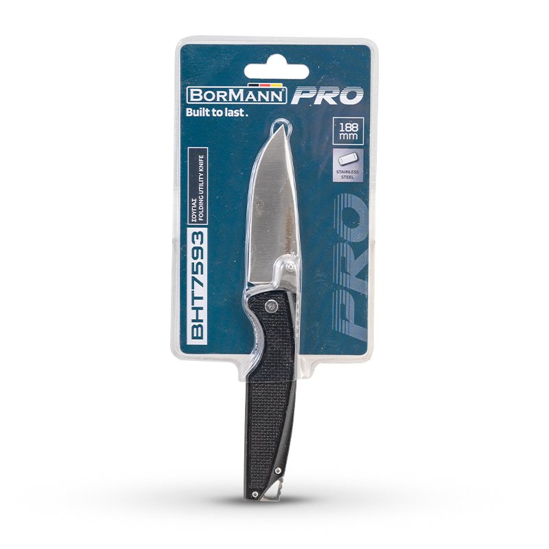Bormann coltello pieghevole alluminio nero 188 mm lama 8 cm