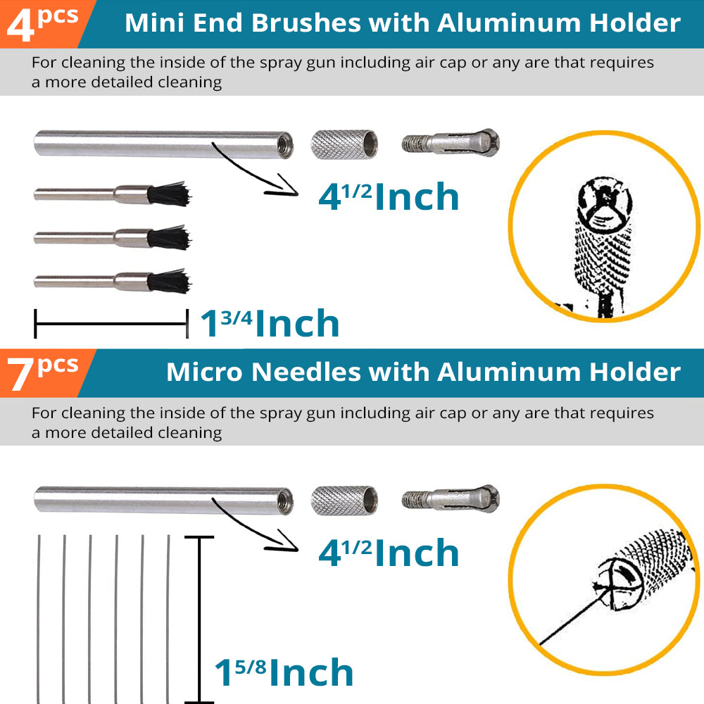 Tilswall Kit Pulizia Pistola a Spruzzo HVLP con Spazzole e Aghi