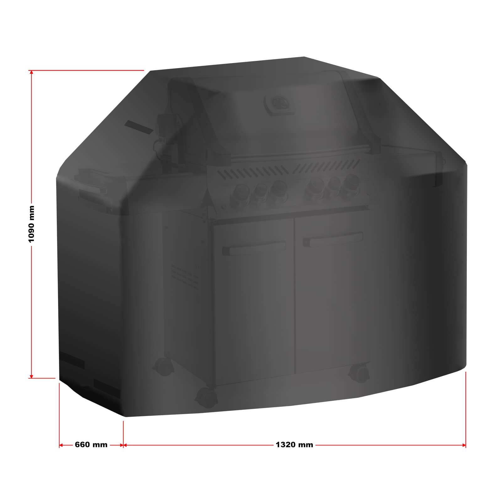 Wiltec Toboli telo copri barbecue 132x66x109 cm PVC nero