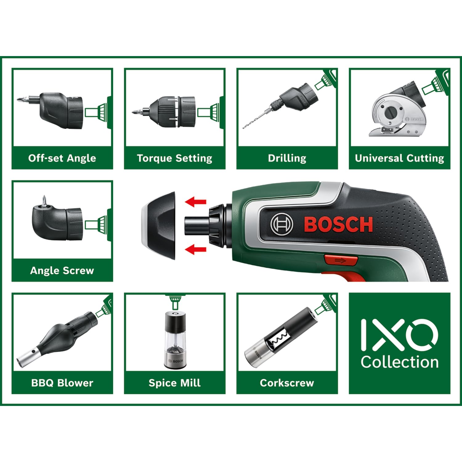 Bosch IXO 7 Cacciavite a Batteria 3.6V Set Livelle 10 Bit