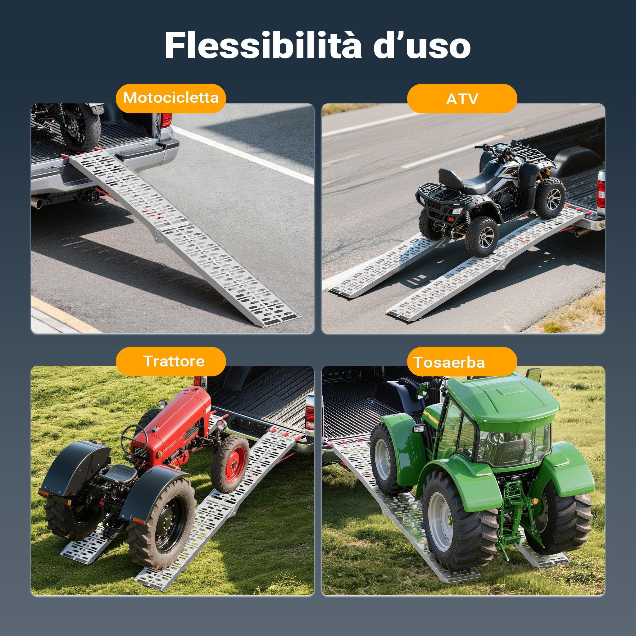 Wiltec Rampa di Carico 223 cm 340 kg Alluminio Pieghevole