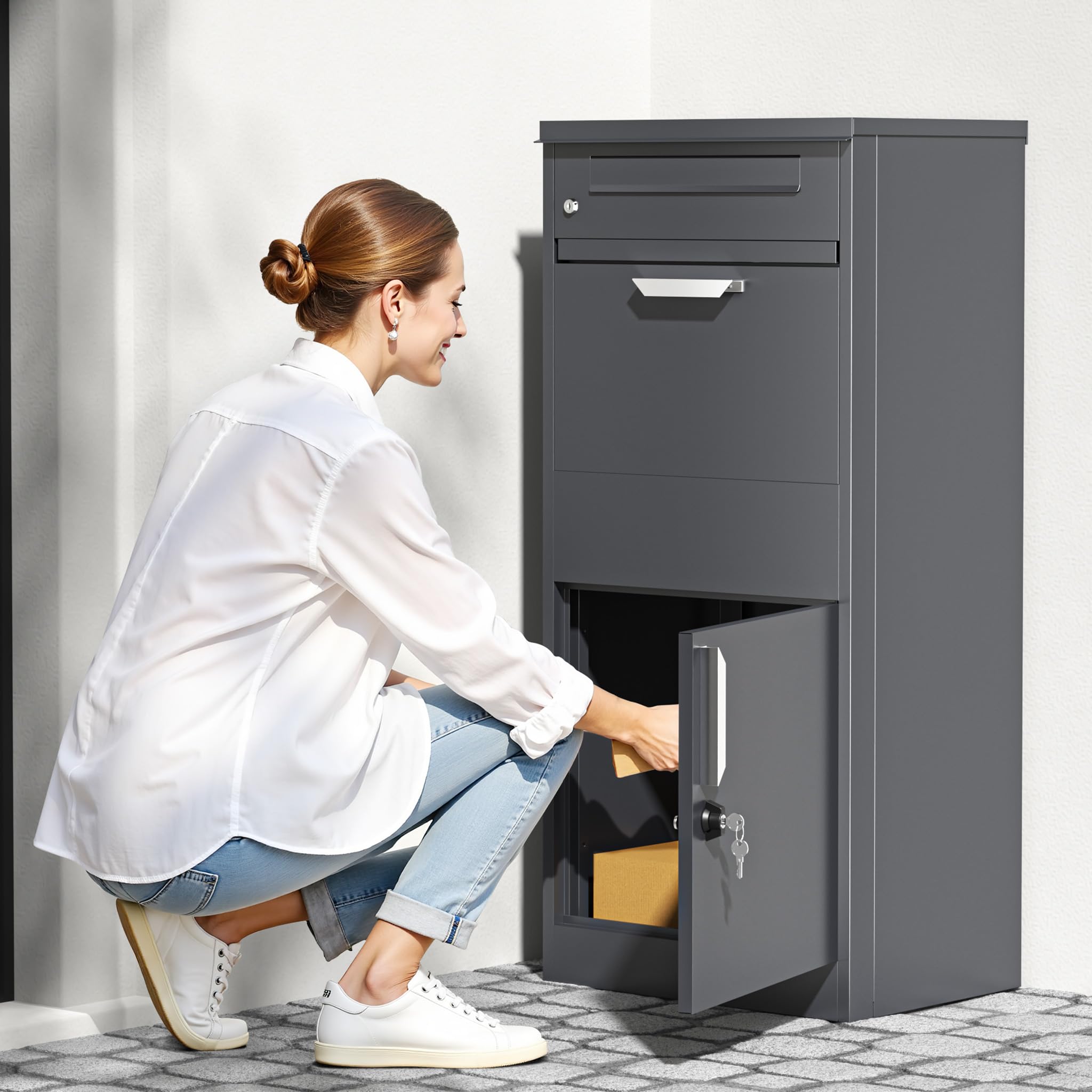 Wiltec cassetta pacchi antracite 500x370x1120 mm con serratura