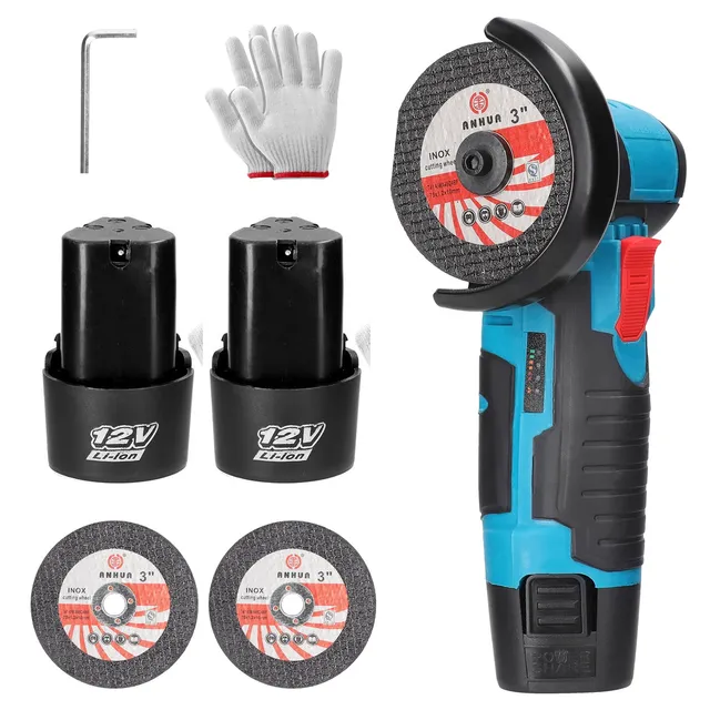 Weytoll Mini Smerigliatrice Angolare 12V 2 Batterie 76mm