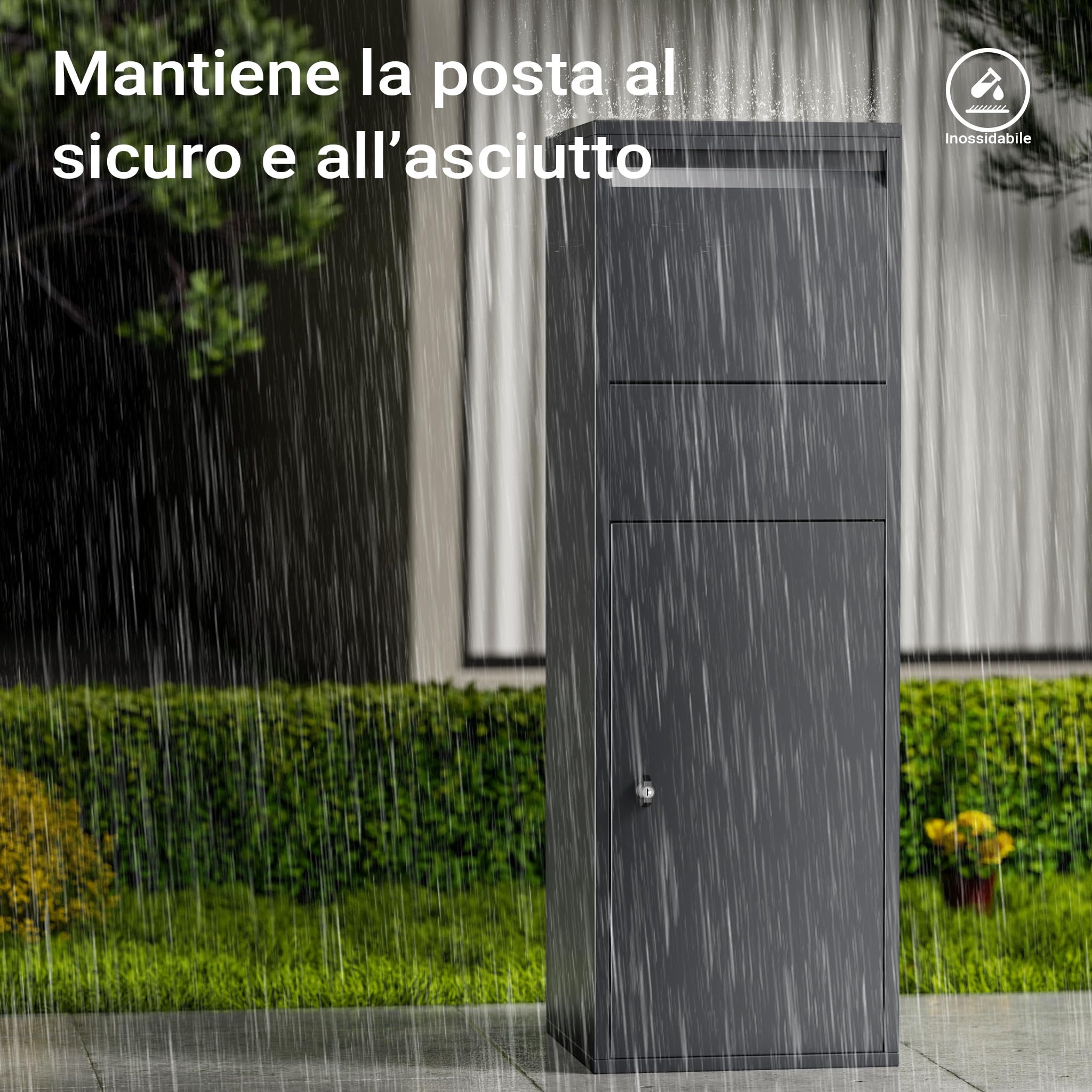 Wiltec Cassetta Postale per Pacchi Antracite 46x45x140 cm