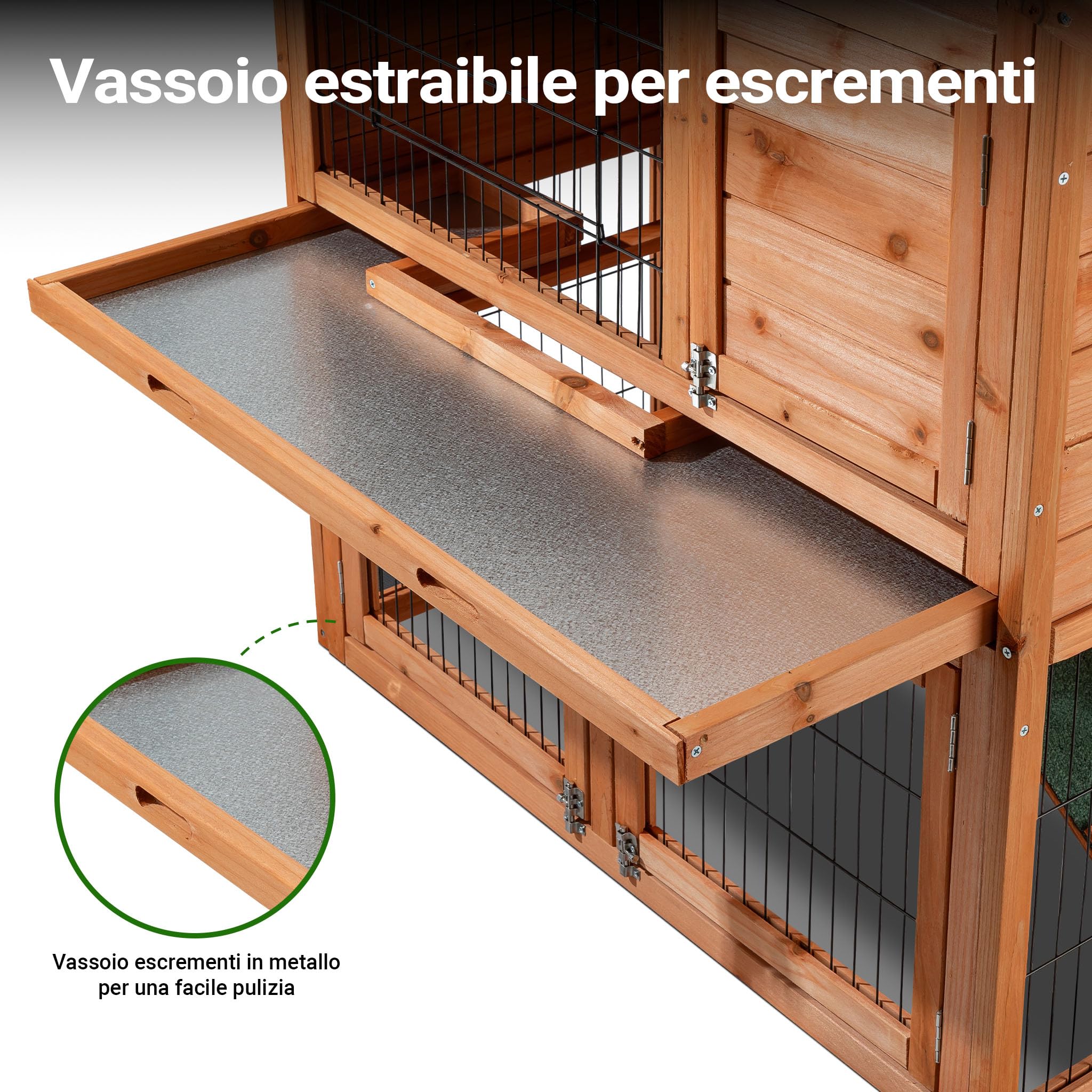 Wiltec Conigliera Legno 2 Livelli 87x54x100 cm Tetto Bitume