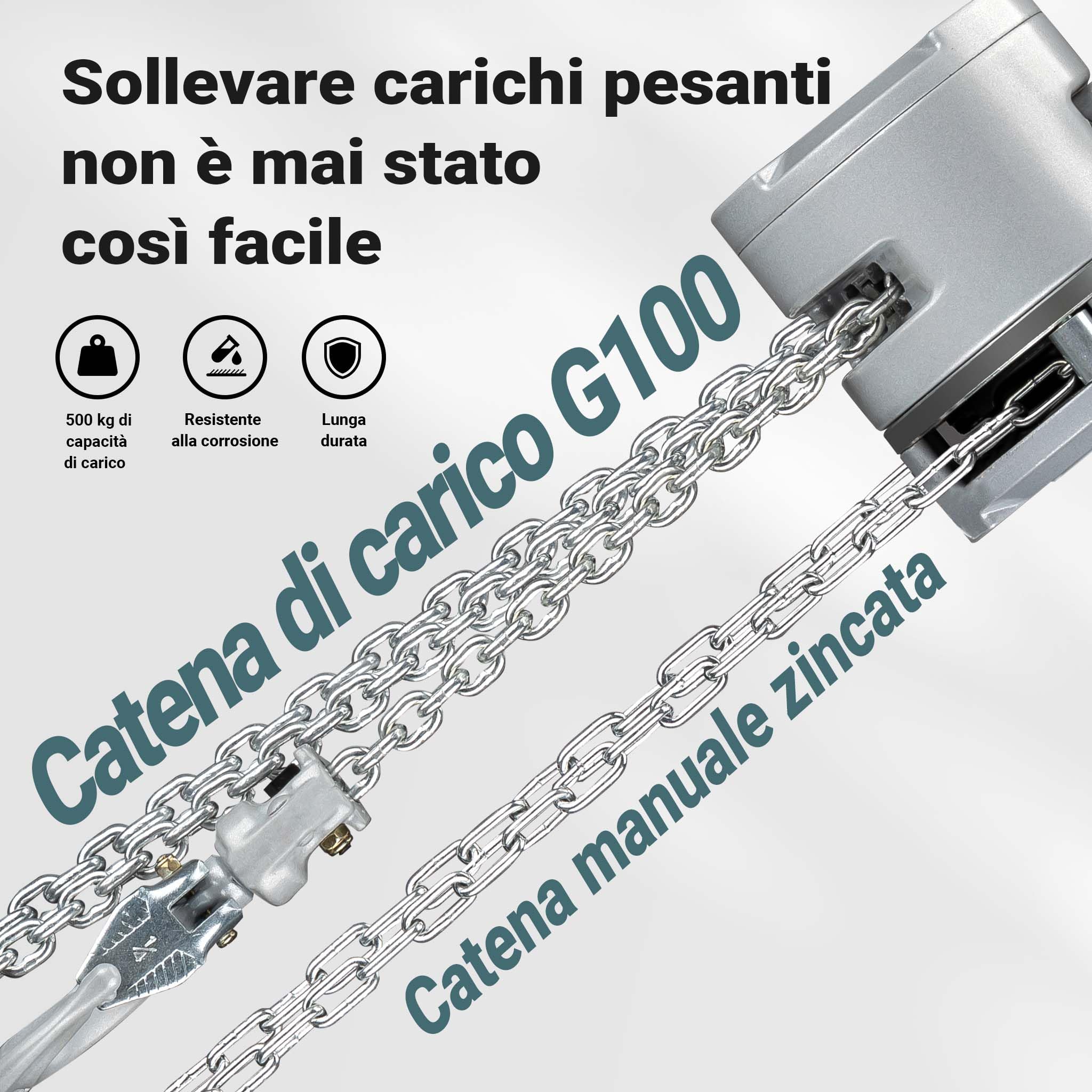 Wiltec VXI-D Paranco a Catena 1 t 3 m Alluminio