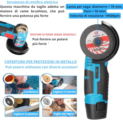 DE ROSA SHOP smerigliatrice angolare batteria 19500 giri